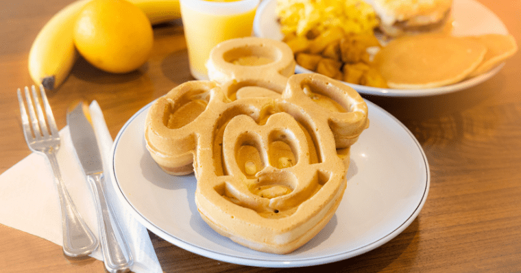 Enjoy Mickey-Shaped waffles at the free hot breakfast each morning